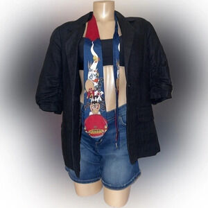 Warner bros men neck tie vintage looney tunes 90s business casual blue character